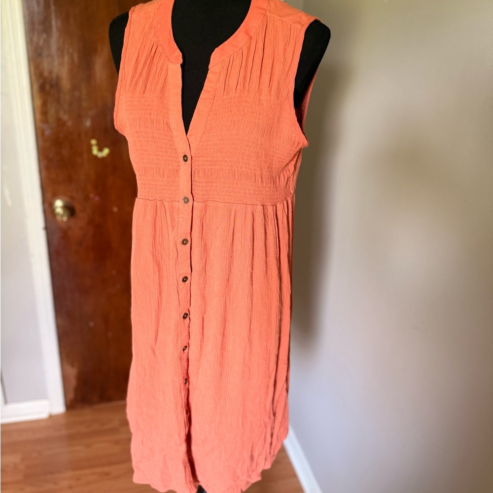 Knox Rose Coral Terracotta Sleeveless Dress Medium